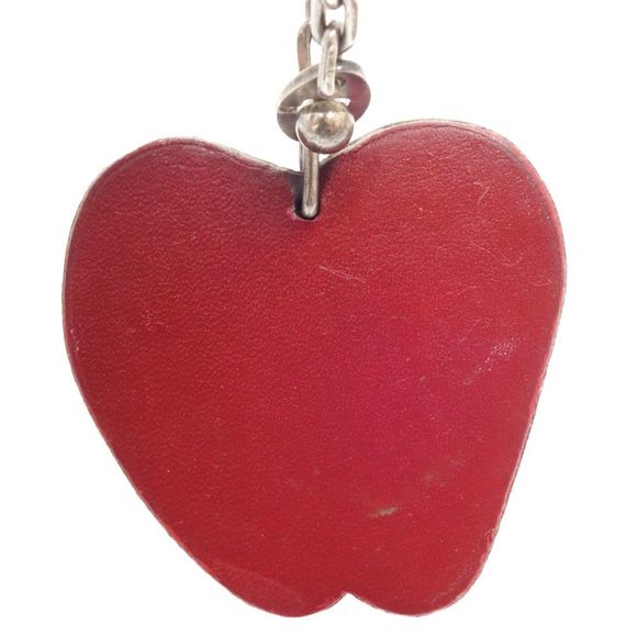 HERMES Fruit Charm Apple Keychain Leather Red 083882 - Picture 3 of 9